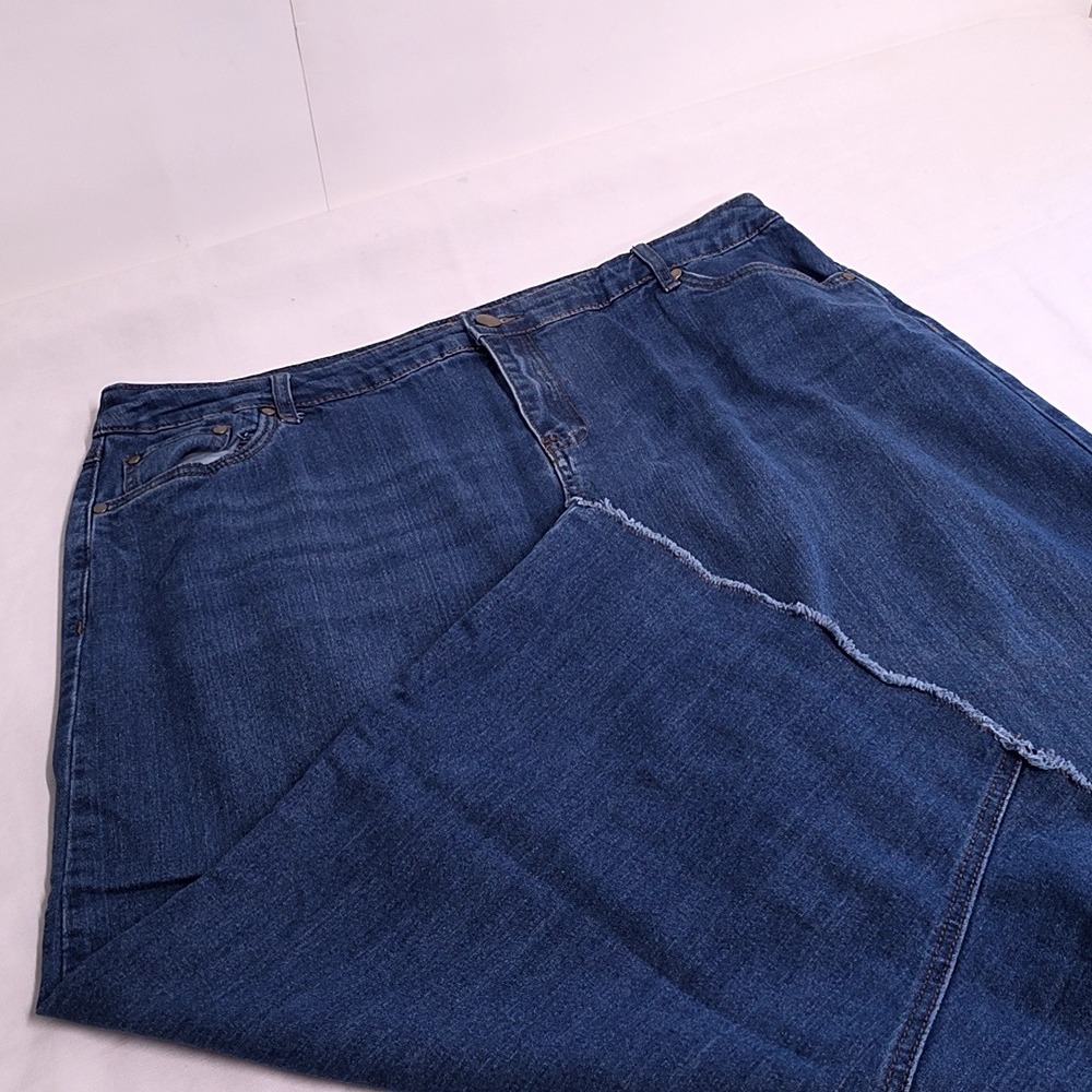 Cato EST. 1946 Denim Skirt Women 20W Blue Raw Hem Midi Jean Skirt Modest
